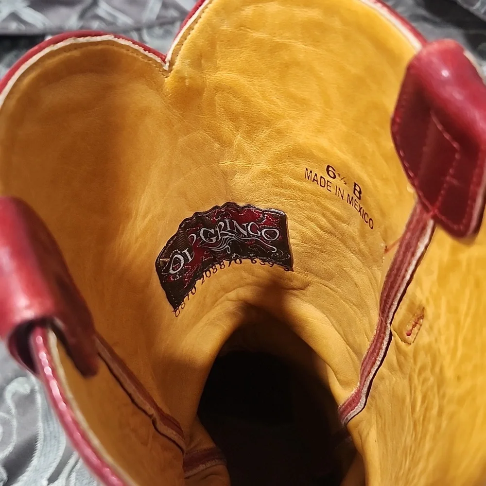 Old Gringo Red Heart With Wings Embroidered Cowboy Or Cowgirl Boots Size 6.5 - Picture 8 of 10